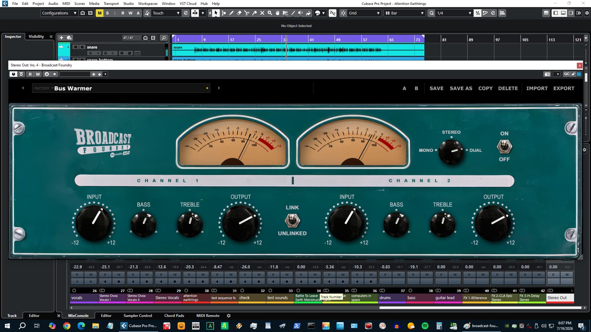 Broadcast Foundry channel mode and stereo selector