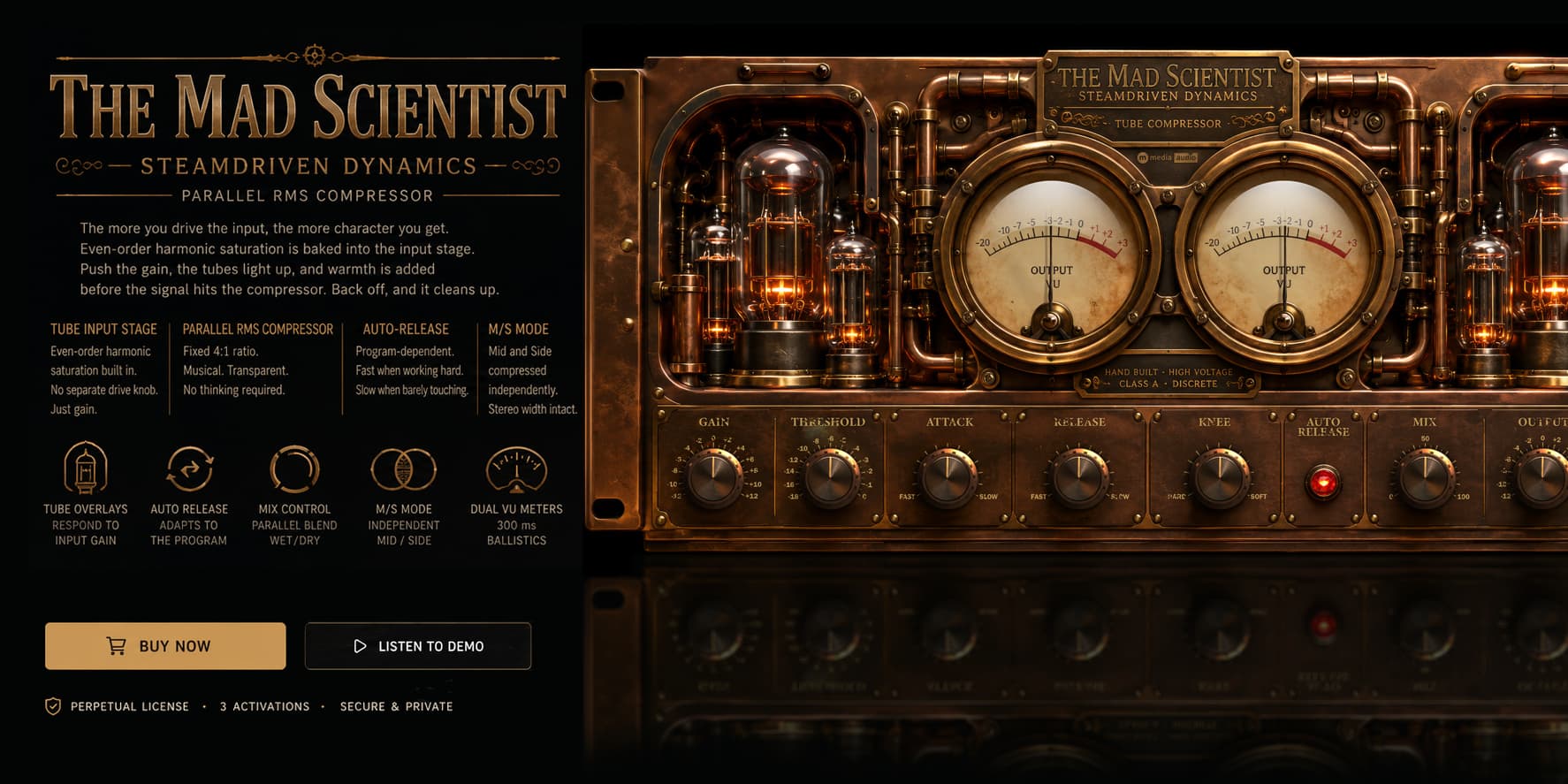 The Mad Scientist - Parallel RMS Compressor VST3 by M Media Audio