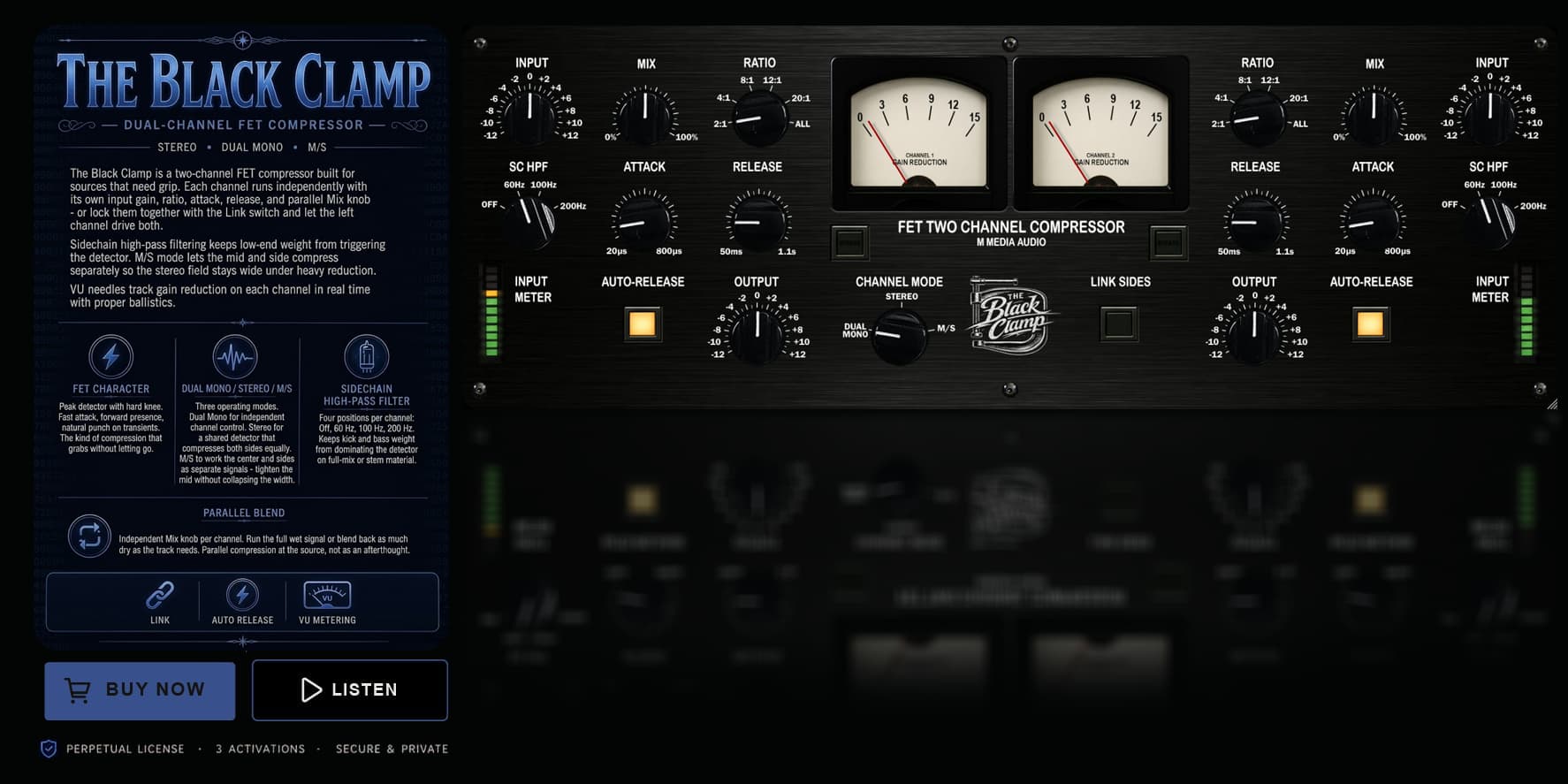The Black Clamp - Dual-Channel FET Compressor VST3 by M Media Audio