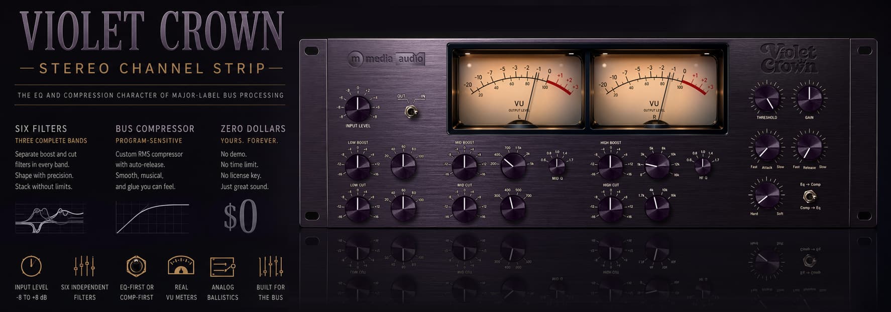 Violet Crown - Free Stereo Bus Compression Channel Strip by M Media Audio