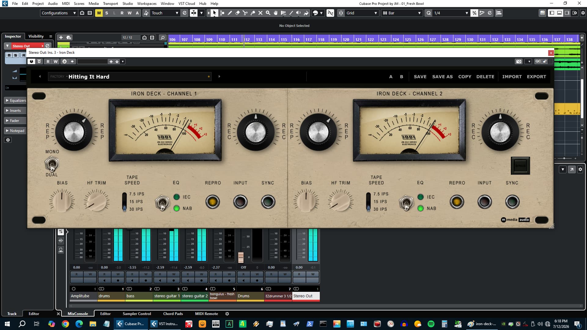 Iron Deck REC and REP knobs - tape drive and output level