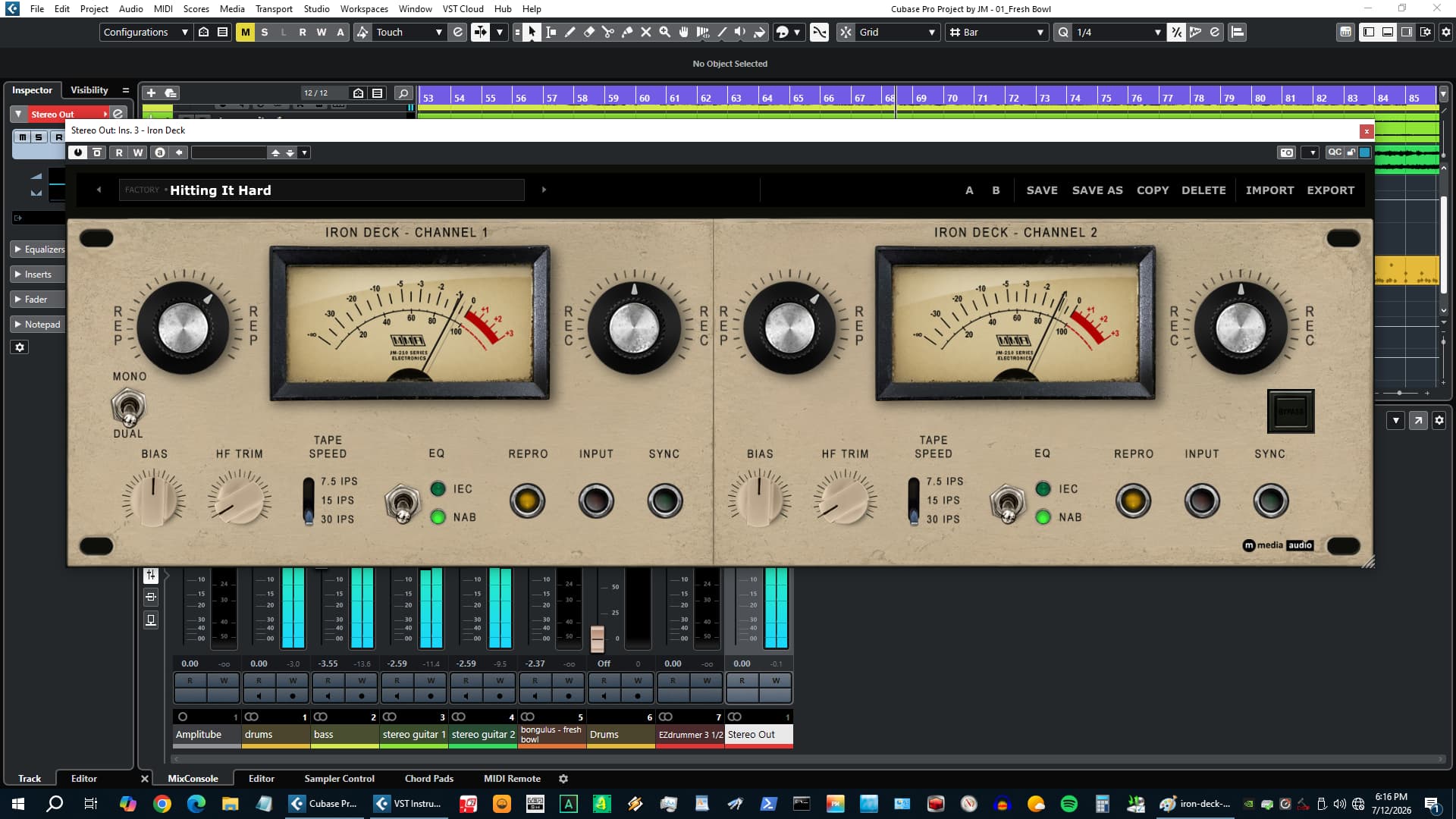 Iron Deck IEC NAB switch, tape speed, bias and HF trim controls