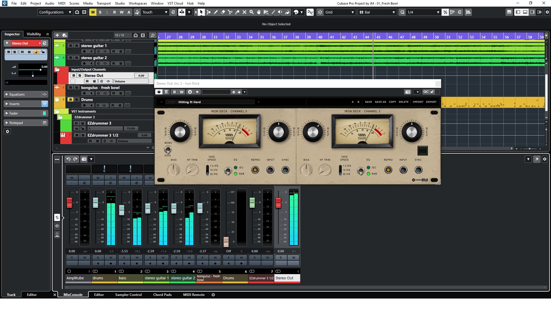 Iron Deck dual VU meters and full stereo channel view