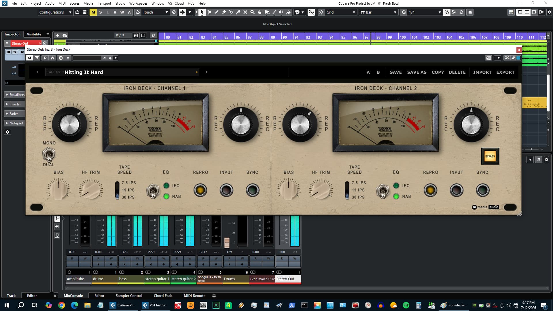 Iron Deck VST3 in a DAW session