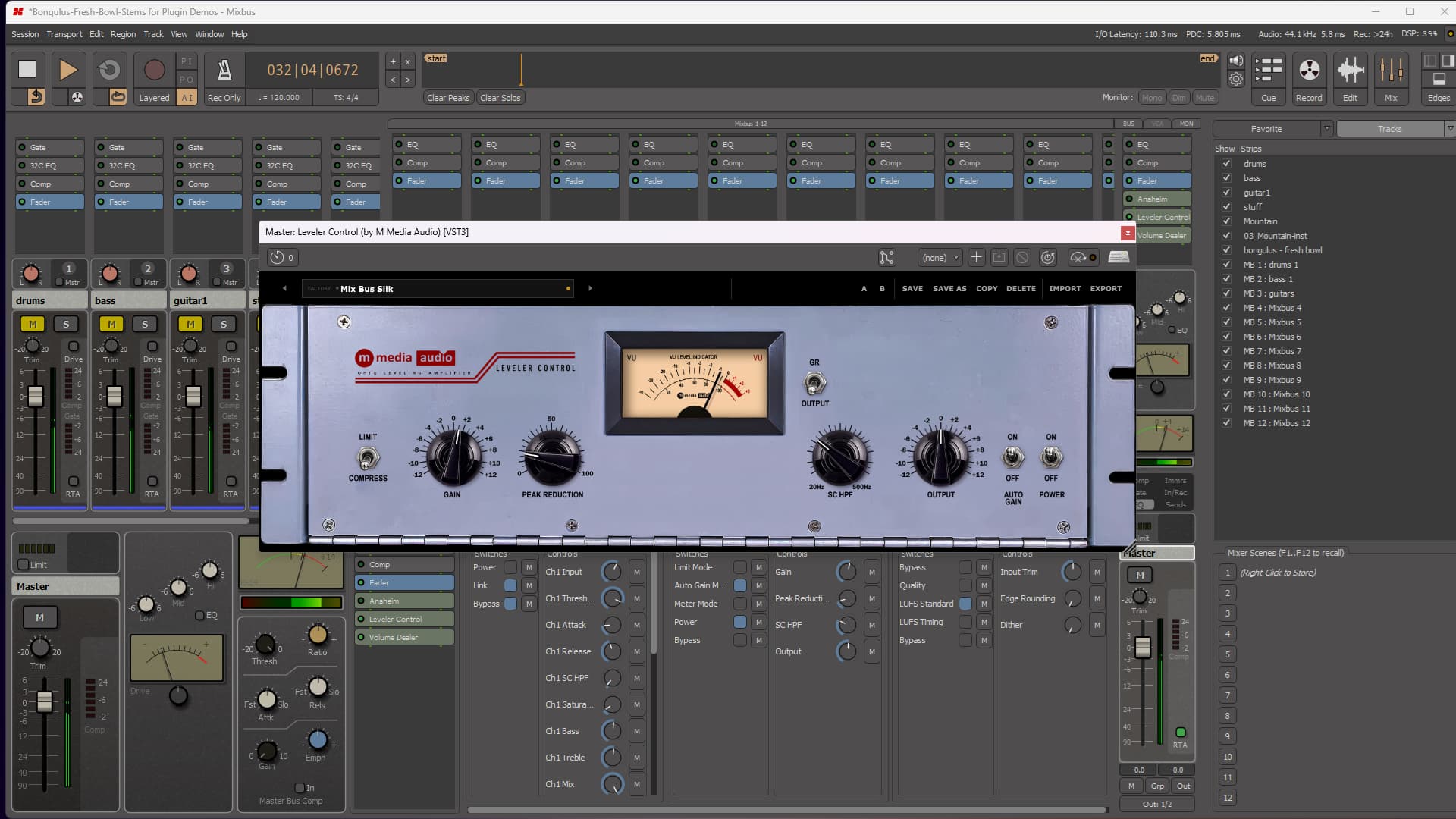 Leveler Control presets in session