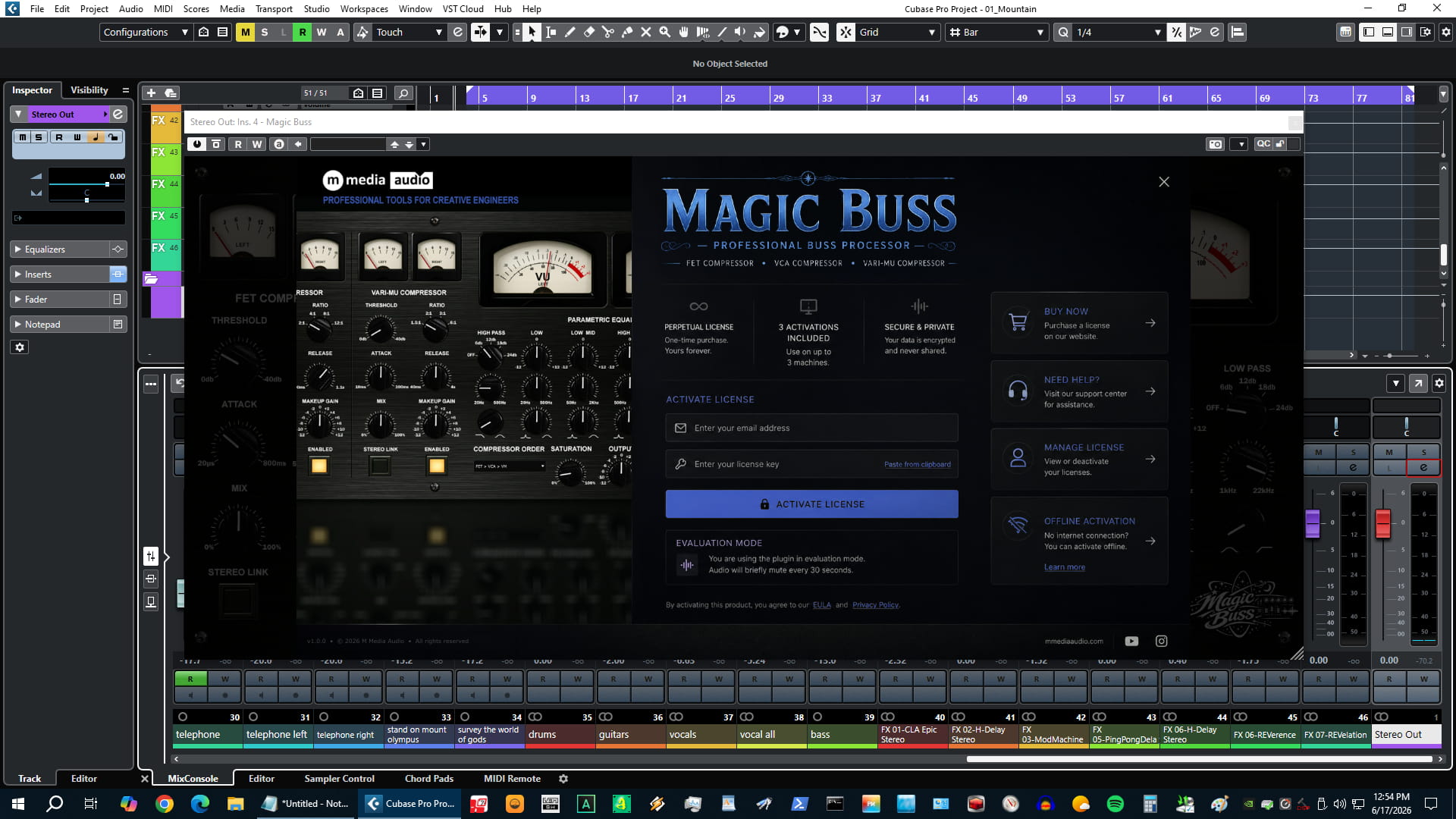 Magic Buss stereo link toggle and GR meters