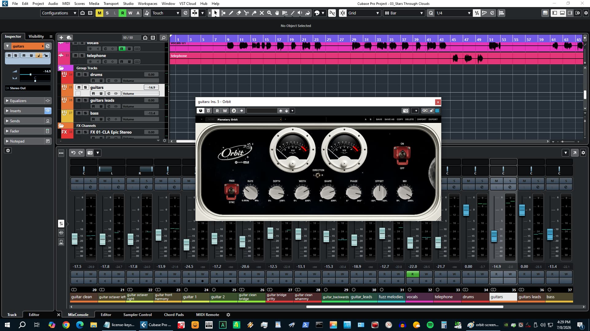 Orbit width, phase, offset, and mix controls