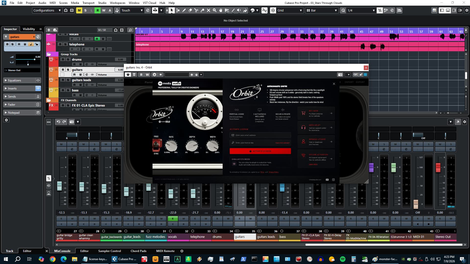 Orbit preset bar with factory presets