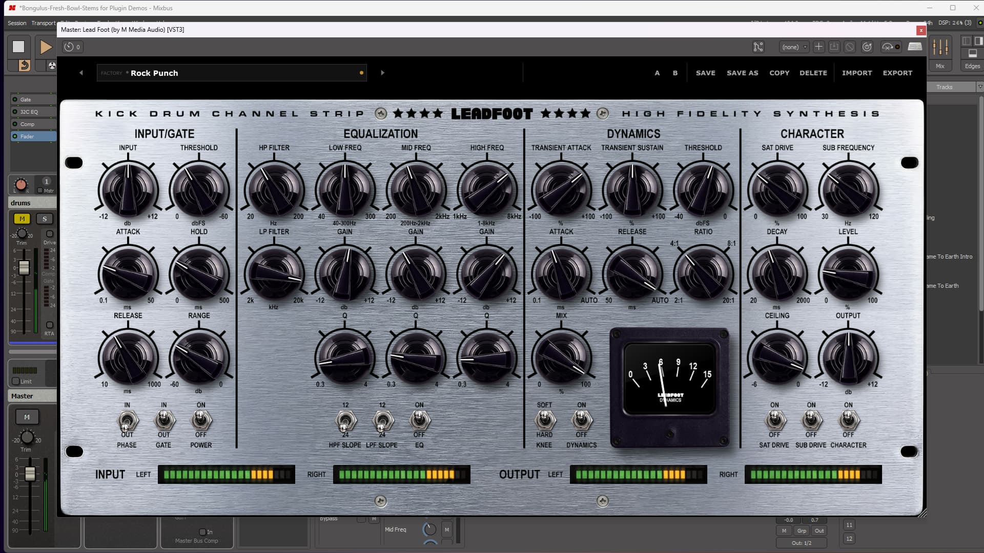 Leadfoot Rock Punch preset, EQ and Transient Shaper