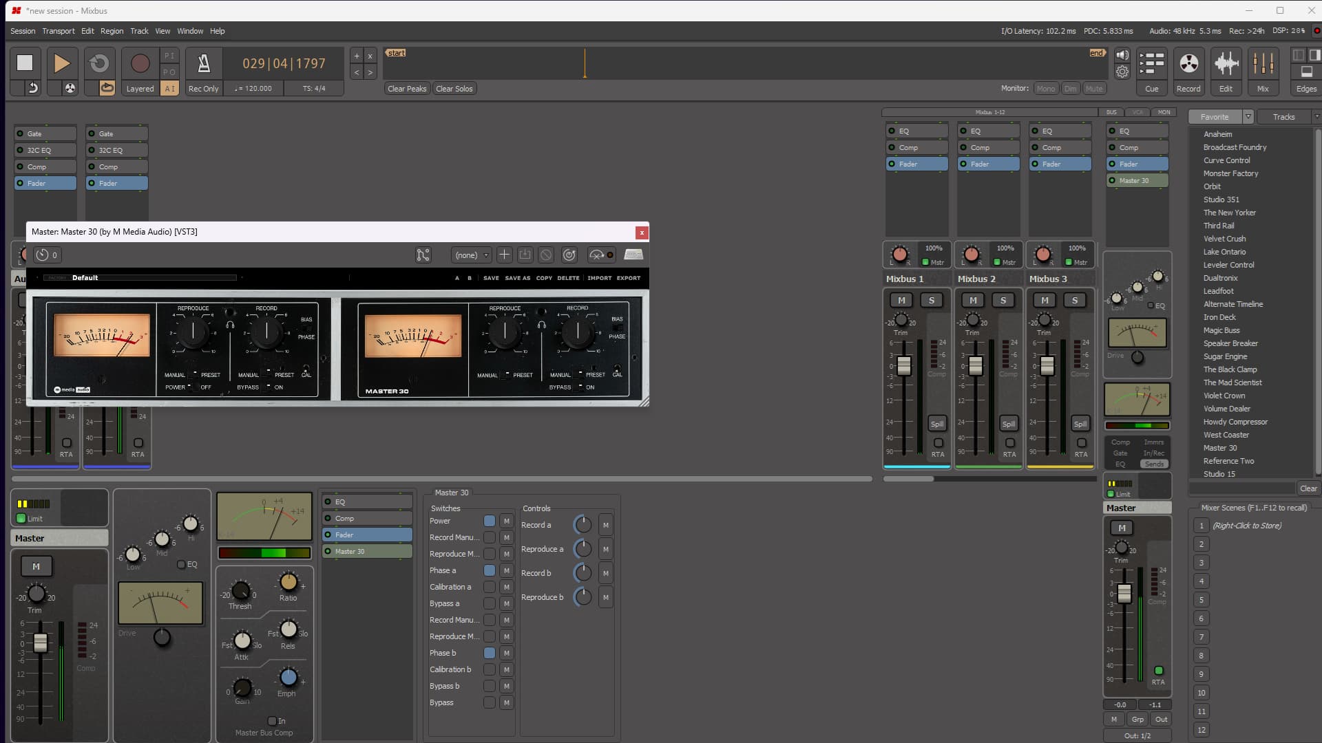 Master 30 dual VU meters