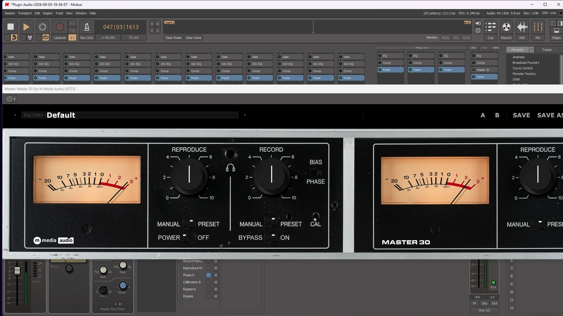 Master 30 factory presets