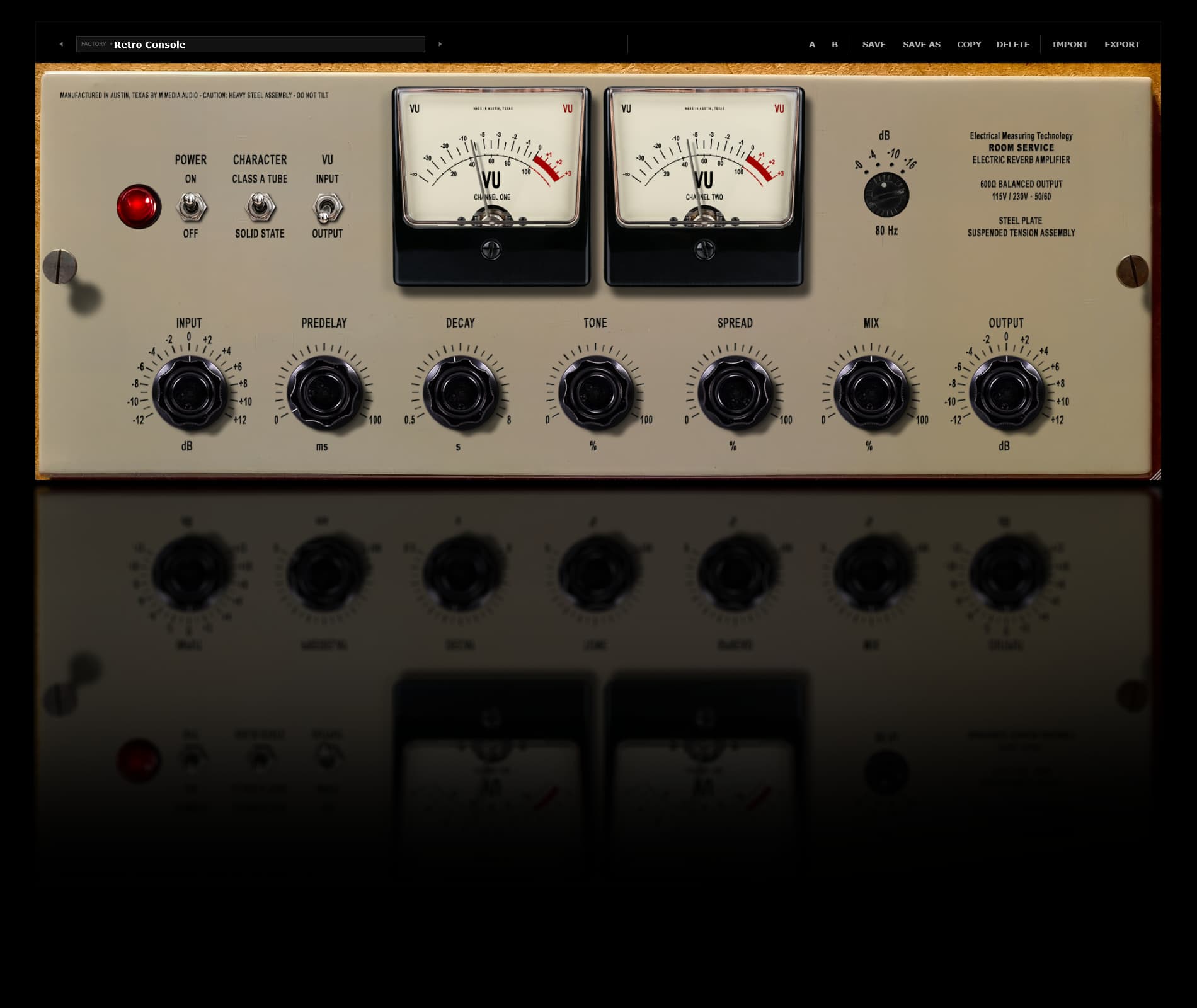 Room Service dual VU meters