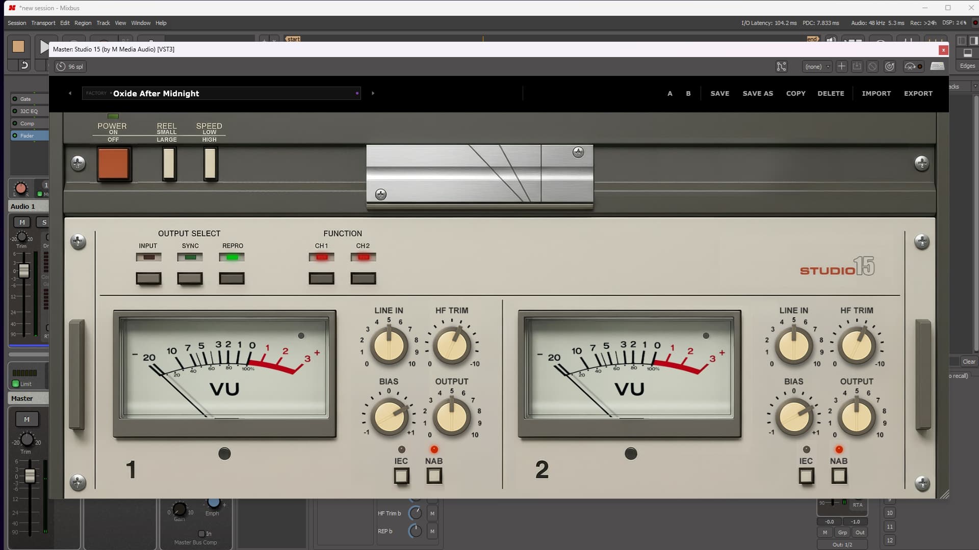 Studio 15 Output Select and Speed switches