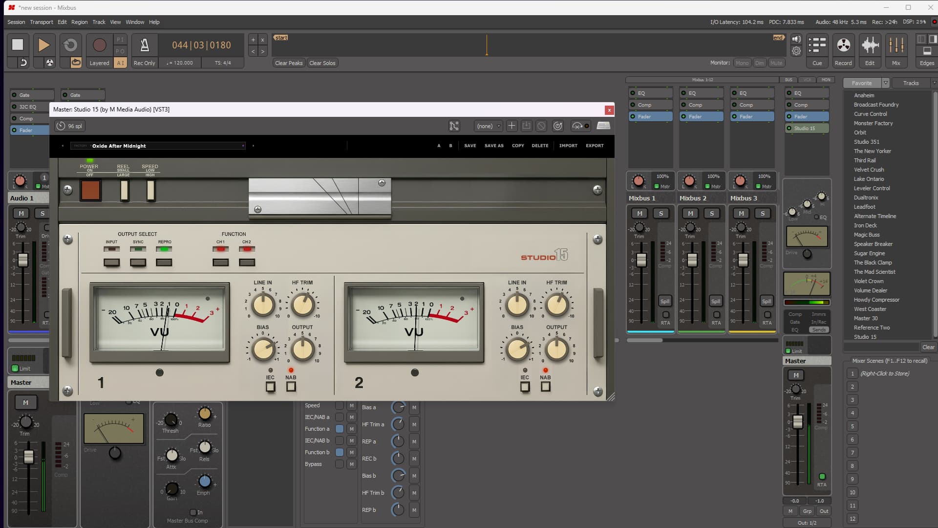 Studio 15 dual VU meters