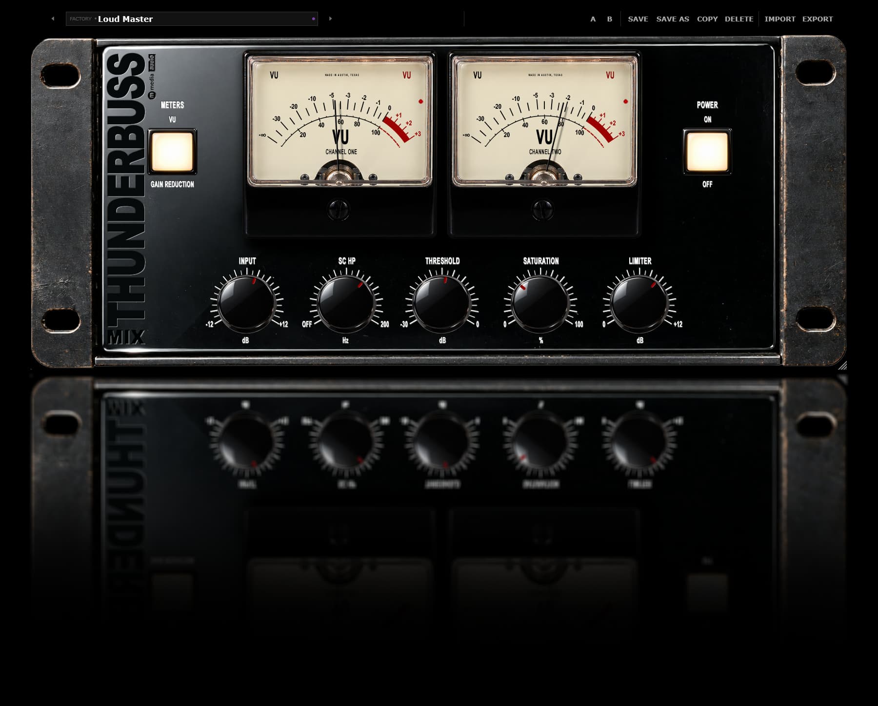 Thunderbuss Mix VU meters and Meter switch