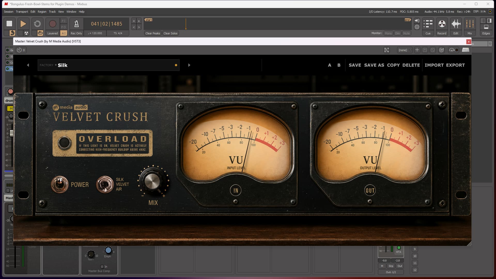 Velvet Crush VU meters