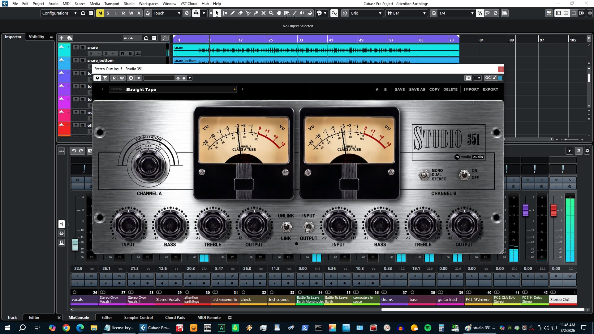 Studio 351 Character EQ knob, tape speed and equalization curve styling