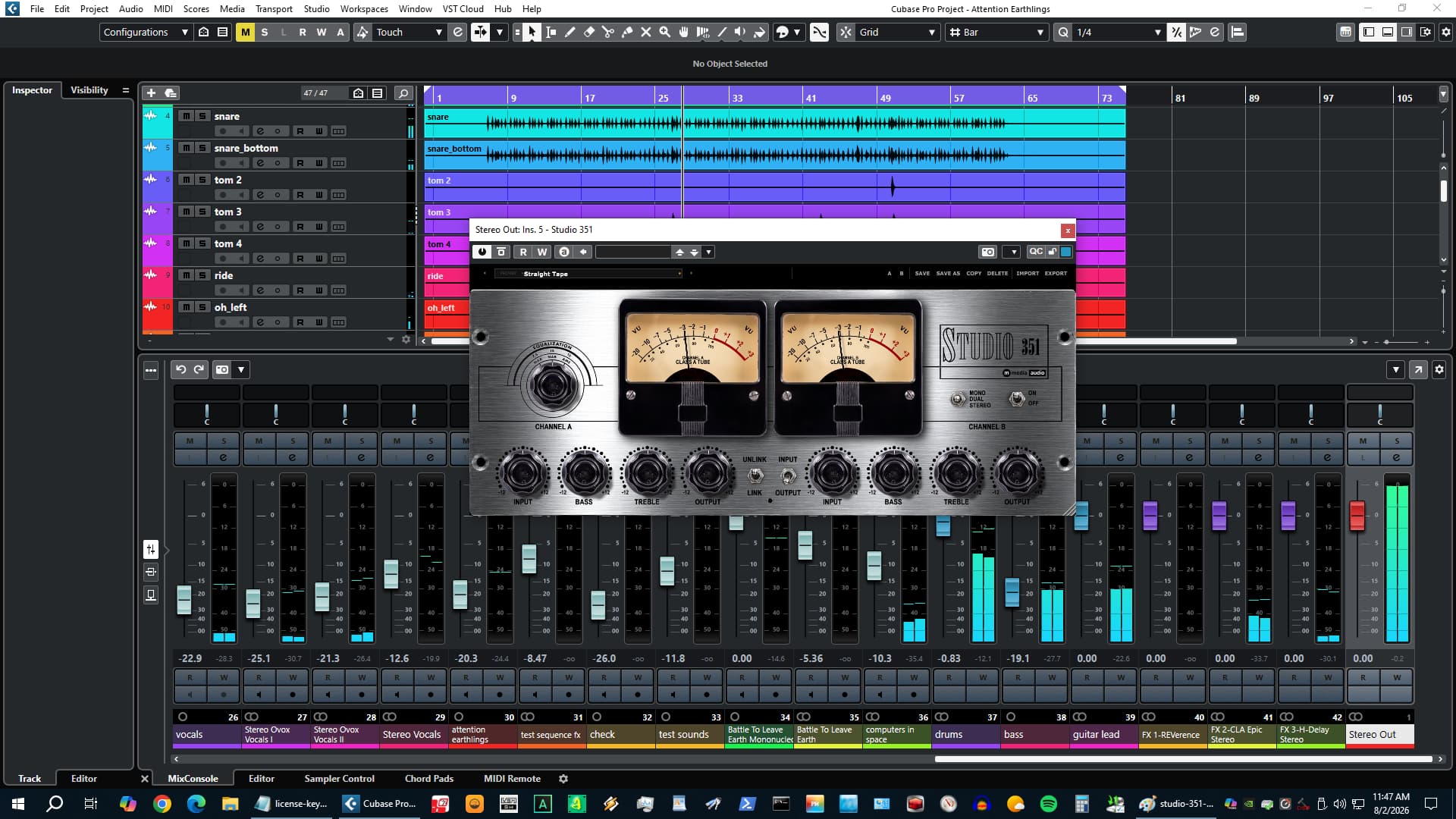 Studio 351 dual VU meters with Input/Output switch
