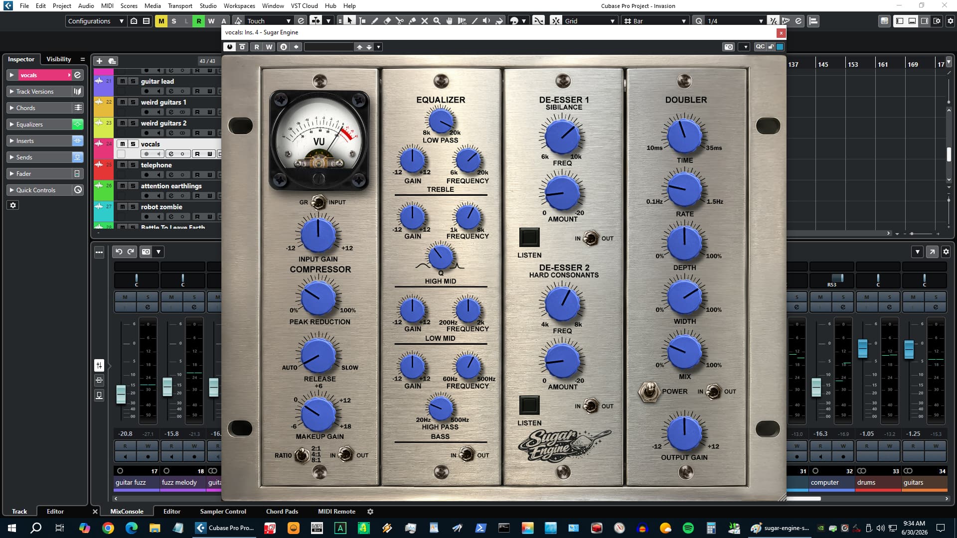 Sugar Engine parametric EQ section