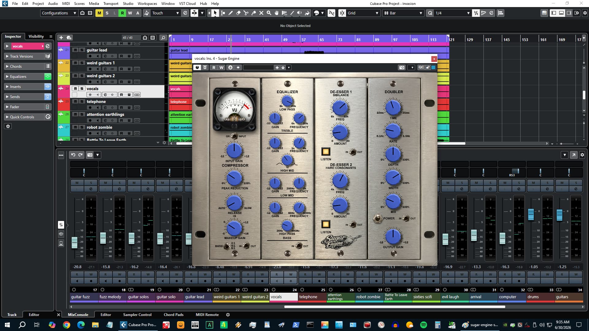 Sugar Engine dual de-esser section with Listen mode