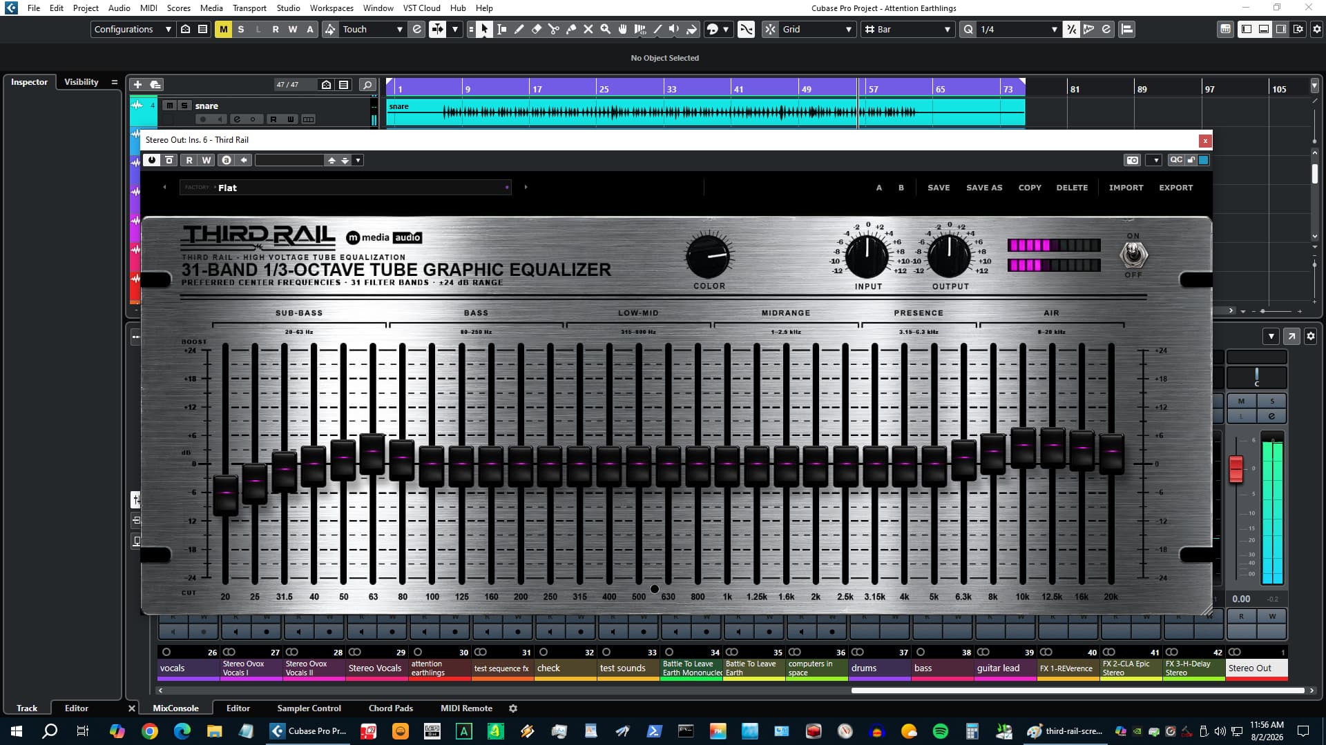 Third Rail COLOR knob recoloring the fader highlights and LED meters