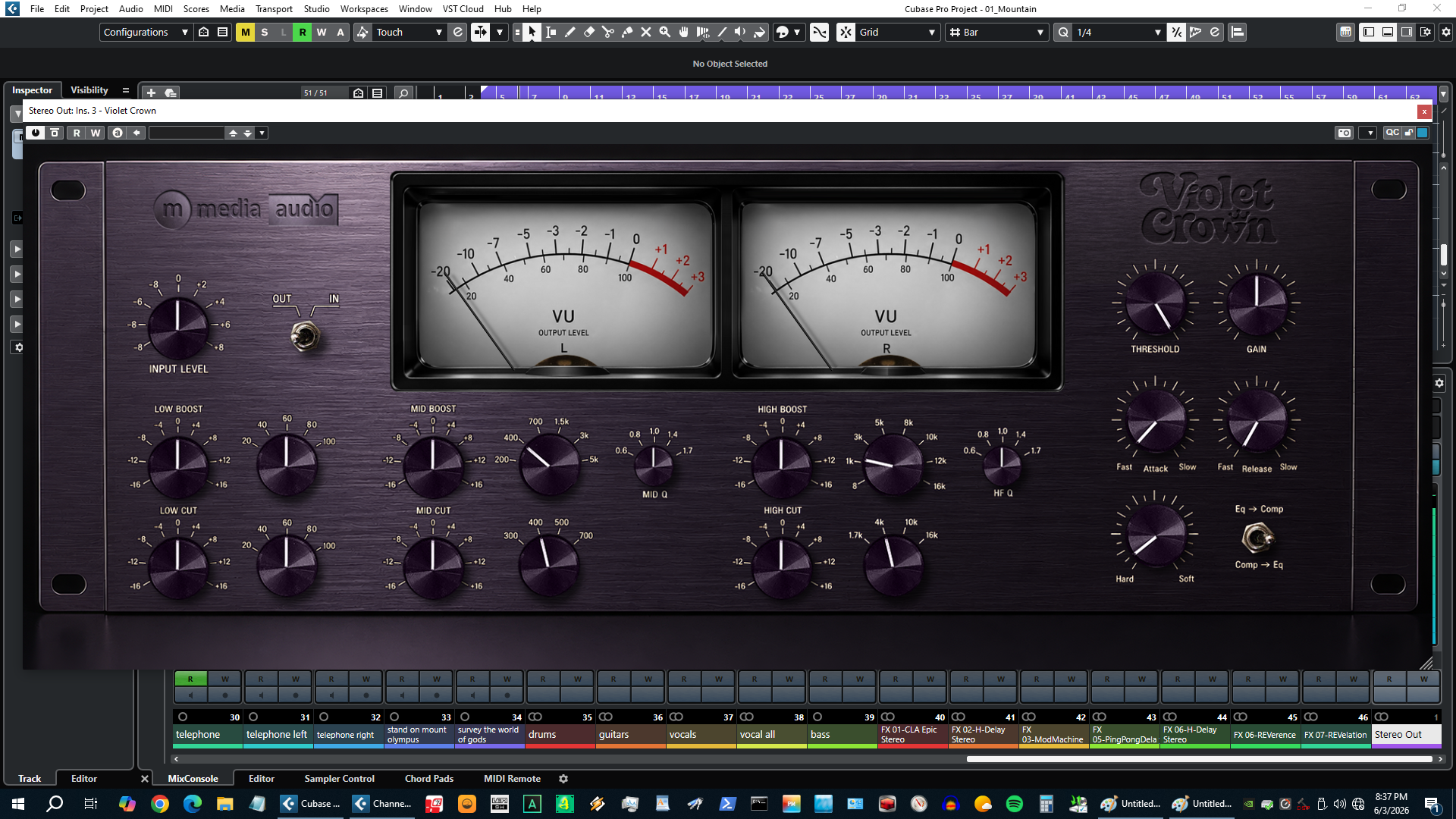 Violet Crown EQ section in use